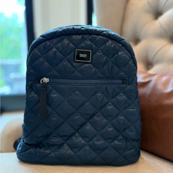 DKNY Quilted Blue Backpack - Picture 1 of 5